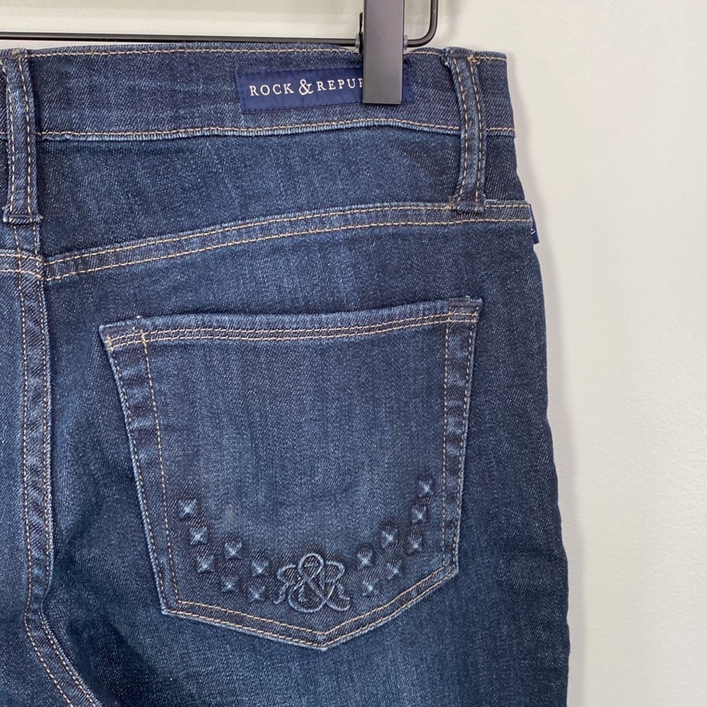 Rock & Republic Berlin High Rise Skinny Jeans Straight Leg Stretch Sz 10 Dark - Picture 3 of 14